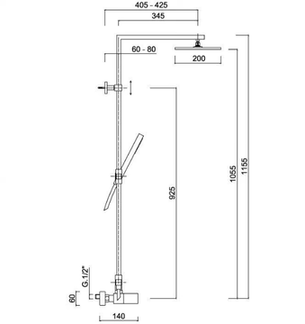 PABLOLUX - F9808WC-SQ - Wall-mounted shower panel with overhead shower by Rubinetteria Giulini - view 3